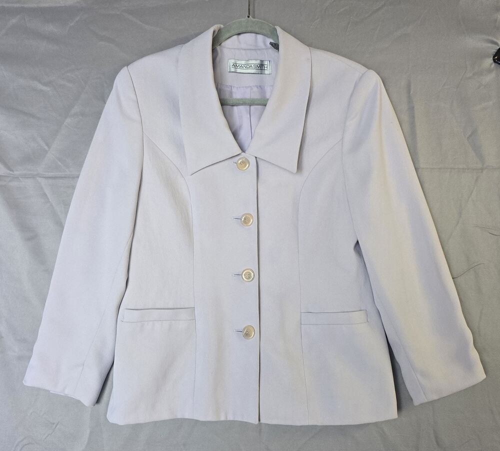 Amanda Smith Blazer Jacket Womens 8 White 4 Button Lined Workwear *flaw